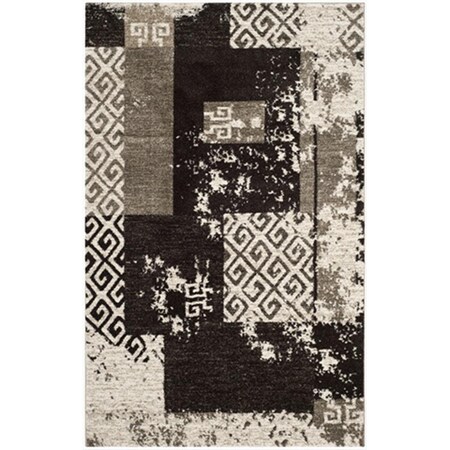 Safavieh 5 x 8 ft. Medium Rectangle Contemporary Retro Creme and Brown Shag Rug RET2135-1125-5